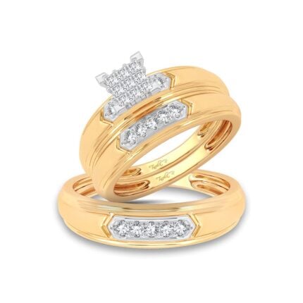 0.33ct Natural Diamond Trio Wedding Set in 14K Yellow Gold