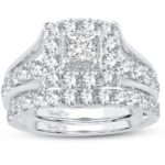 2ct Princess Diamond Bridal Set in 14K White Gold