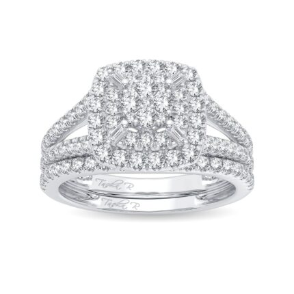 0.75ct Composite Diamond Bridal Set in 14K White Gold
