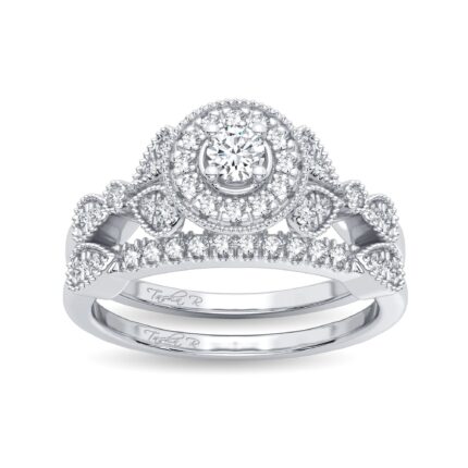 0.33ct Natural Diamond Bridal Set in 14K White Gold