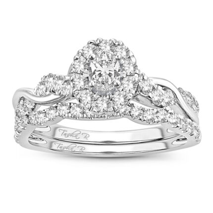 1ct Fancy Cut Diamond Bridal Set in 14K White Gold
