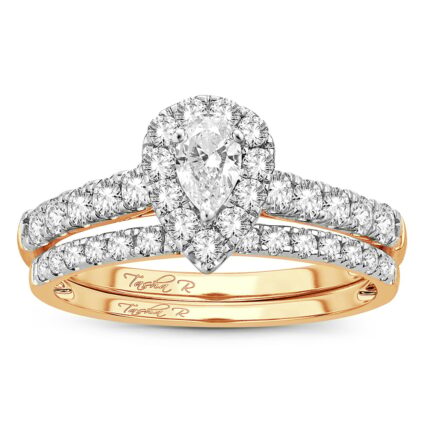 1ct Fancy Cut Diamond Bridal Set in 14K Yellow Gold