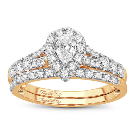 1ct Fancy Cut Diamond Bridal Set in 14K Yellow Gold