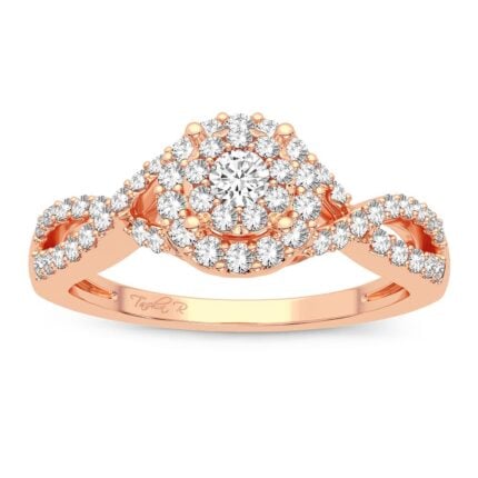 0.38ct Natural Diamond Engagement Ring in 14K Rose Gold