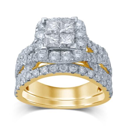 3.16ct SI Natural Diamond Bridal Set in 14K White Gold