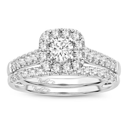 1ct Natural Diamond Bridal Set in 10K White Gold