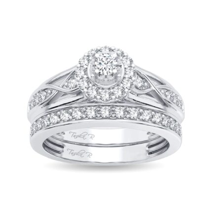 0.54ct Natural Diamond Bridal Set in 14K White Gold