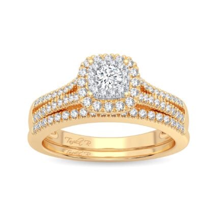 0.38ct Natural Diamond Bridal Set in 14K Yellow Gold