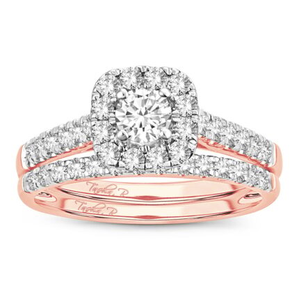 1ct Natural Diamond Bridal Set in 10K Rose Gold