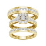 0.10ct Natural Diamond Trio Wedding Set in 10K Yellow Gold