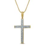 0.29ct Natural Diamond Cross Pendant in 10K Yellow Gold