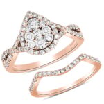1.40ct Pear Diamond Bridal Set in 14K Rose Gold