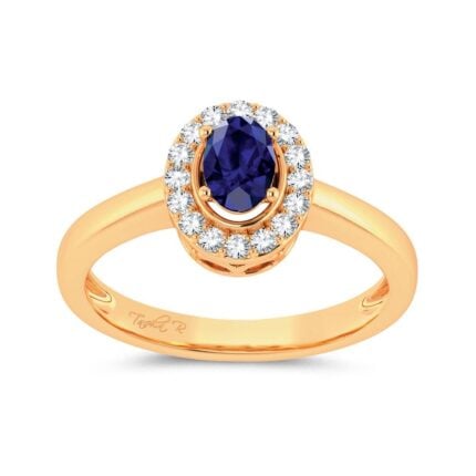 Sapphire & 0.15ct Diamond Ring in 14K Yellow Gold