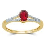 Ruby & 0.10ct Diamond Ring in 14K White Gold, Style MJ251939