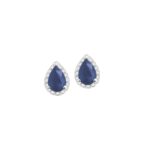 0.18ct Sapphire & Natural Diamond Earrings in 14K White Gold