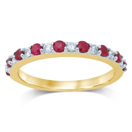 0.20ct Ruby & Natural Diamond Fashion Ring in 14K White Gold
