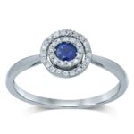 Sapphire & 0.14ct Diamond Ring in 14K White Gold