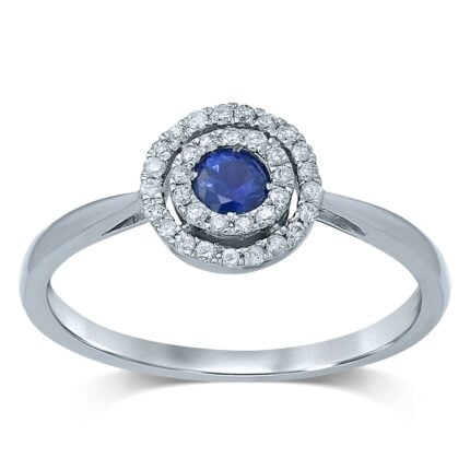 Sapphire & 0.14ct Diamond Ring in 14K White Gold