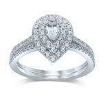 1ct Pear Diamond Bridal Set in 14K White Gold