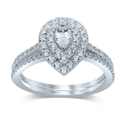 1ct Fancy Cut Diamond Bridal Set in 14K White Gold
