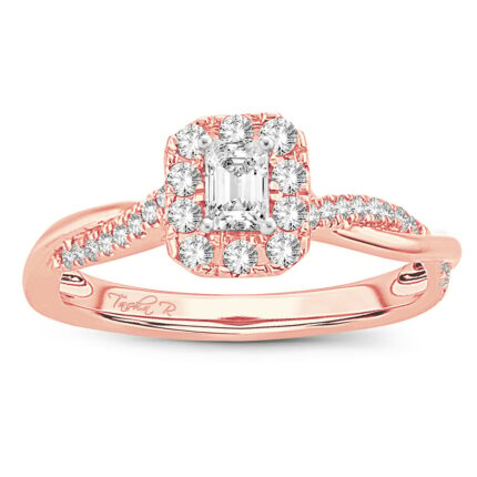 0.50ct Natural Diamond Engagement Ring in 14K Rose Gold