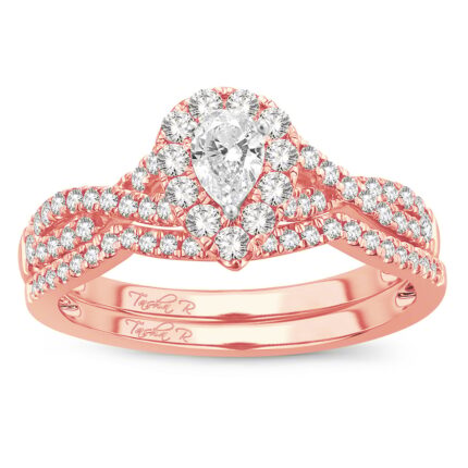 0.75ct Fancy Cut Diamond Bridal Set in 14K Rose Gold