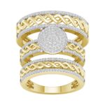 0.60ct Natural Diamond Trio Wedding Set in 10K Yellow Gold