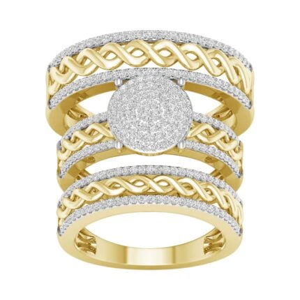 0.60ct Natural Diamond Trio Wedding Set in 10K Yellow Gold