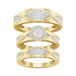 0.50ct Natural Diamond Trio Wedding Set in 10K Yellow Gold