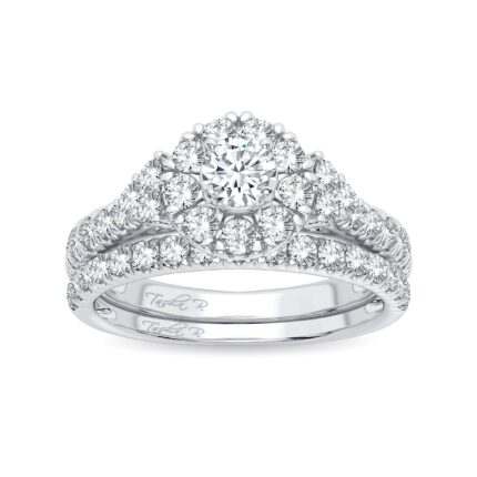 1ct Natural Diamond Bridal Set in 14K White Gold
