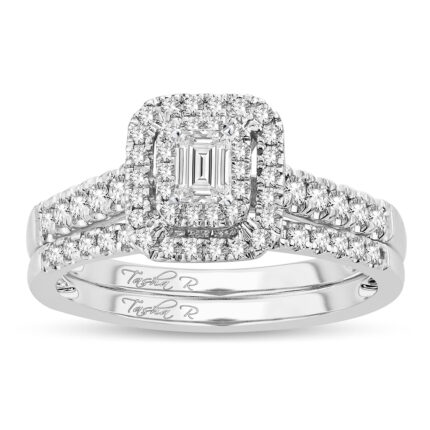 0.62ct Fancy Cut Diamond Bridal Set in 14K White Gold