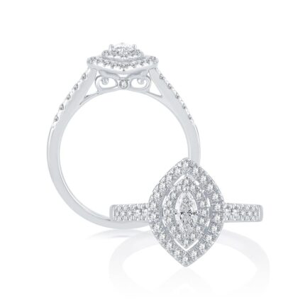 0.53ct Natural Diamond Engagement Ring in 14K White Gold