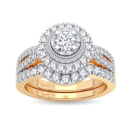 0.75ct Natural Diamond Bridal Set in 14K Yellow Gold