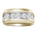 Men's 1ct Natural Diamond Single-Row Wedding Band in 14K Yellow Gold