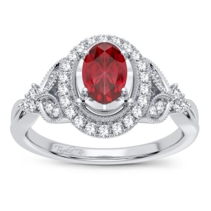 Ruby & 0.20ct Diamond Ring in 14K White Gold