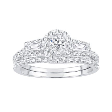 1ct Natural Diamond Bridal Set in 14K White Gold