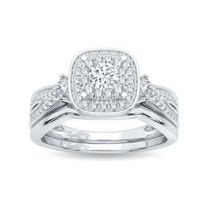 0.40ct Natural Diamond Bridal Set in 14K White Gold