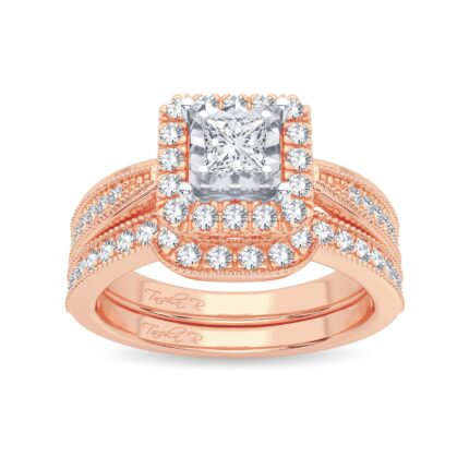 0.75ct Natural Diamond Bridal Set in 14K Rose Gold