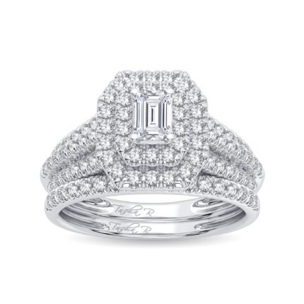 1ct Fancy Cut Diamond Bridal Set in 14K White Gold
