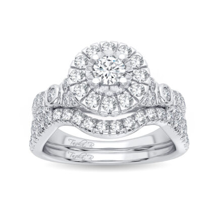 1ct Natural Diamond Bridal Set in 14K White Gold