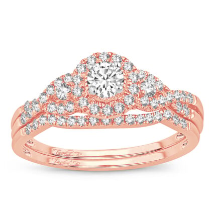 0.50ct Natural Diamond Bridal Set in 14K Rose Gold