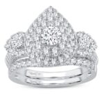 1.54ct Pear Diamond Bridal Set in 14K White Gold