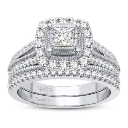 0.62ct Natural Diamond Bridal Set in 14K White Gold