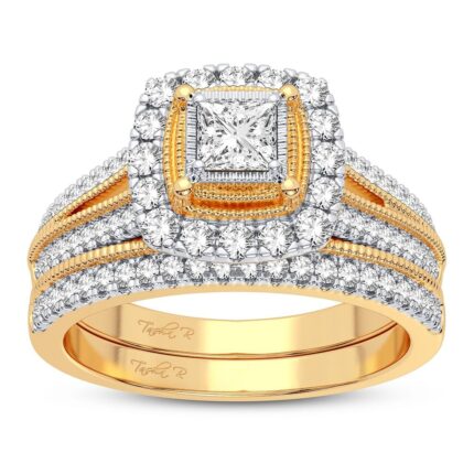 0.62ct Natural Diamond Bridal Set in 14K Yellow Gold