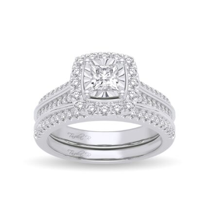 0.64ct Natural Diamond Bridal Set in 14K White Gold