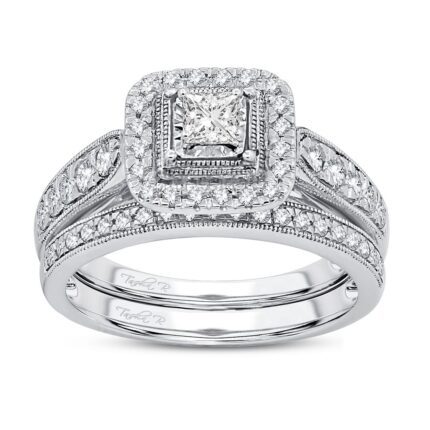 0.75ct Natural Diamond Bridal Set in 14K White Gold