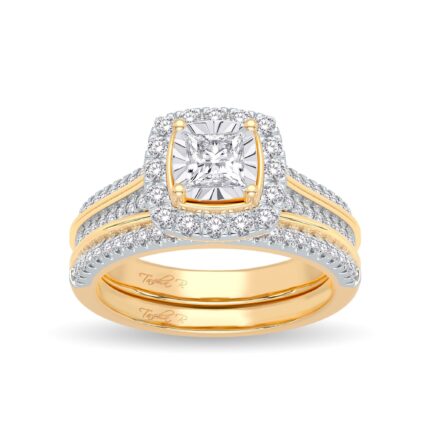 0.64ct Natural Diamond Bridal Set in 14K Yellow Gold