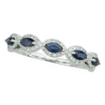 0.17ct Sapphire & Diamond Fashion Ring in 14K White Gold