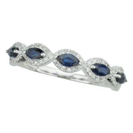 0.17ct Sapphire & Diamond Fashion Ring in 14K White Gold