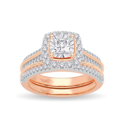 0.64ct Natural Diamond Bridal Set in 14K Rose Gold